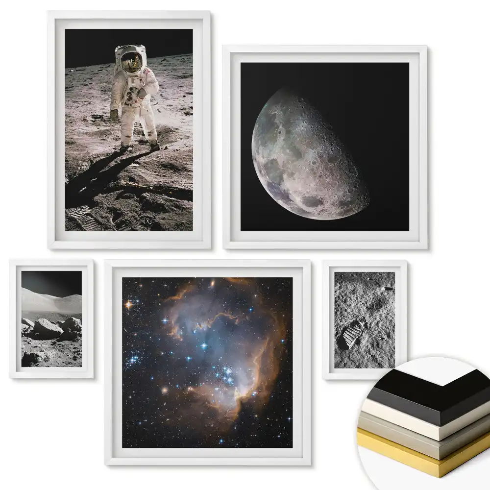 Set tablouri înrămate Călătorii spațiale și descoperiri lunare