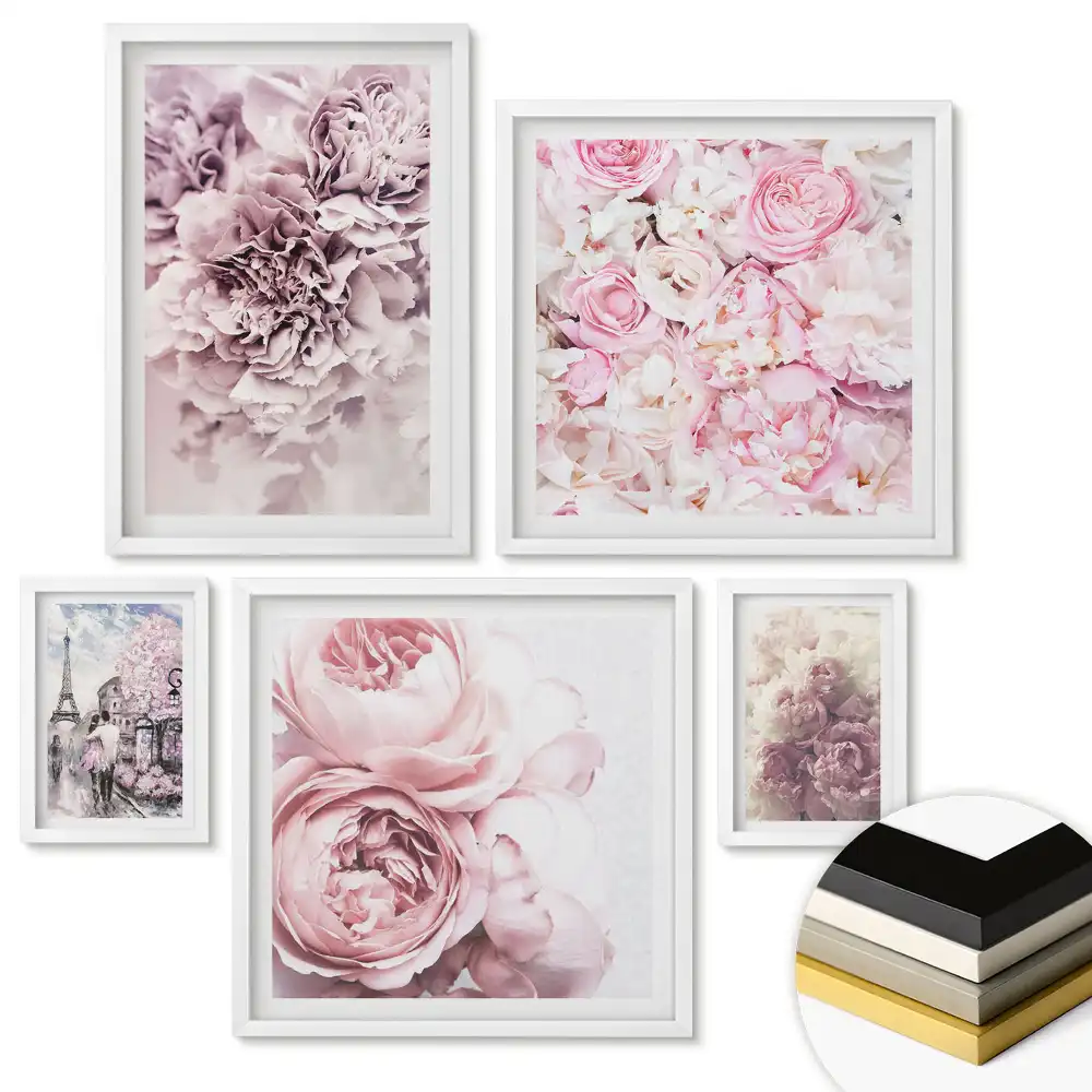 Set de tablouri înrămate Inspirații florale în nuanțe pastelate