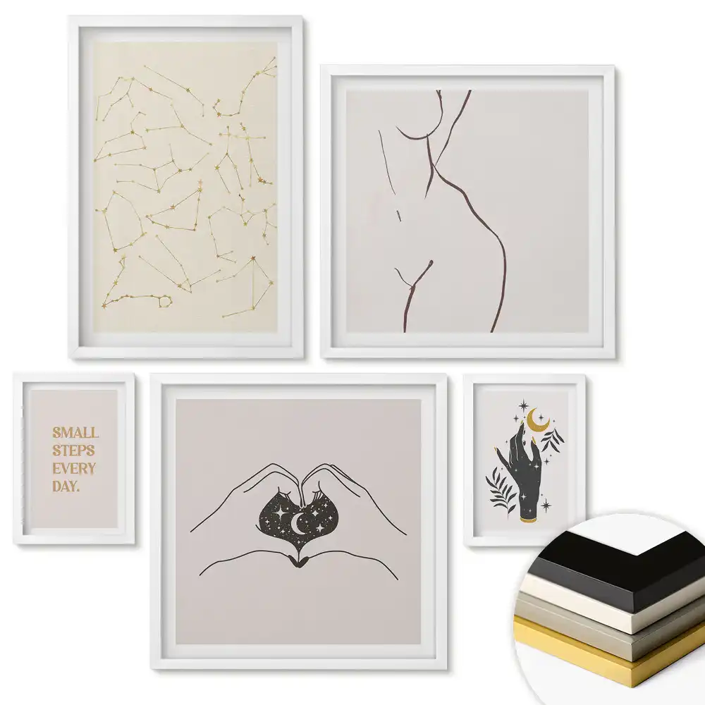 Set 5 tablouri înrămate cu artă inspirată din viața de zi cu zi