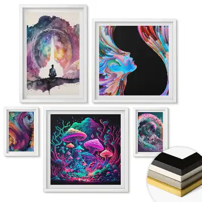 Set tablouri înrămate Vise cosmice și viziuni colorate