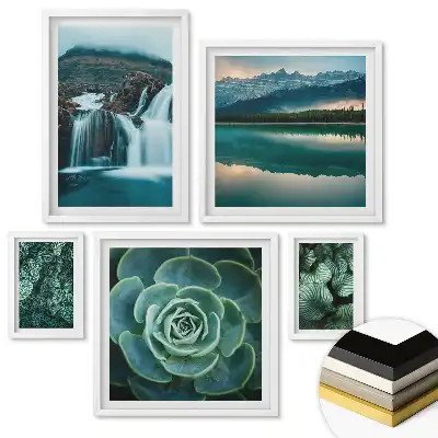 Set 5 tablouri înrămate Plante verzi într-o combinație armonioasă