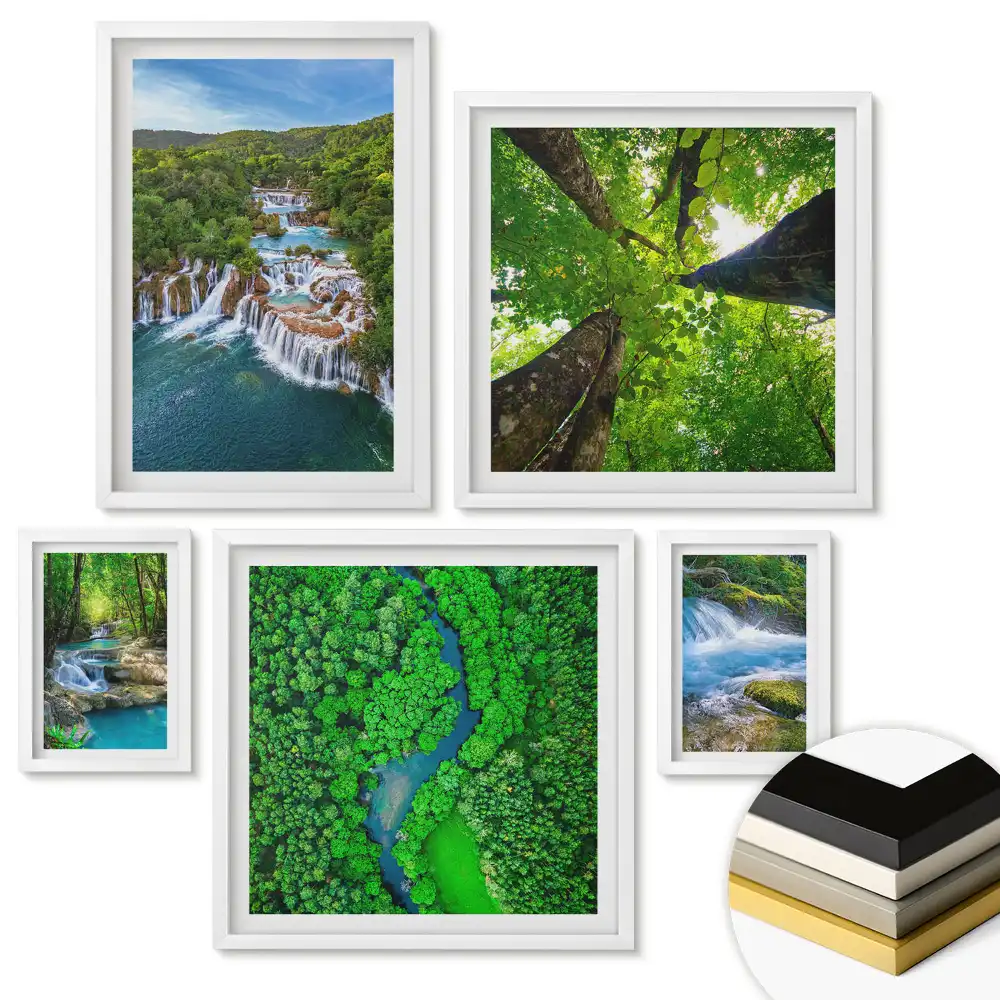 Set 5 tablouri înrămate cu peisaje de coastă și plaje liniștite