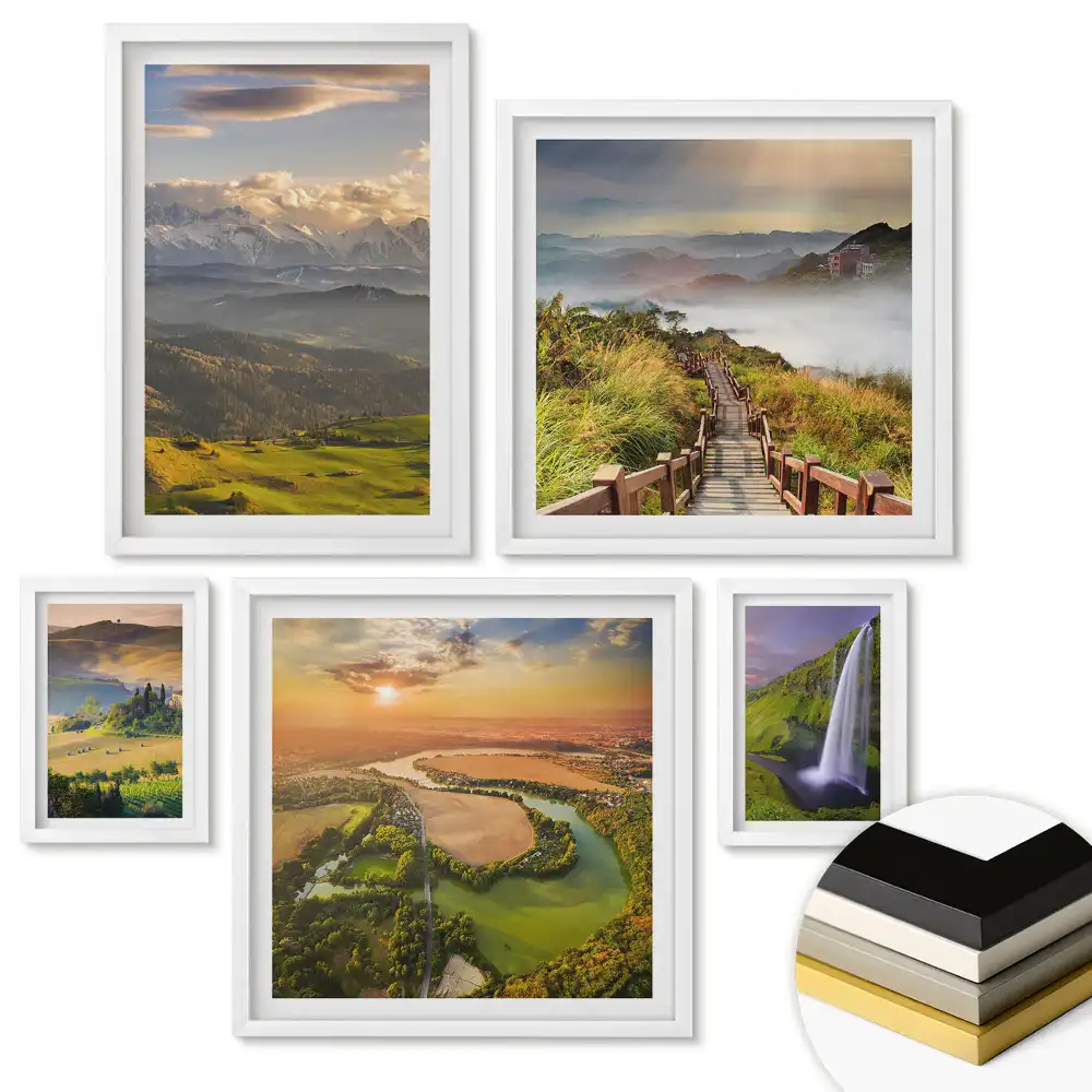 Set de 5 tablouri înrămate Frumusețe naturală și castele istorice