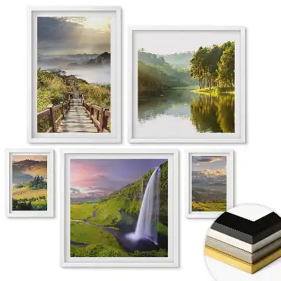 Set 5 tablouri înrămate Verde în stilul casei