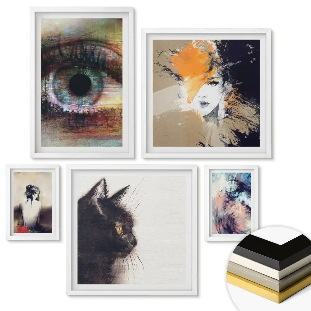 Set de 5 tablouri înrămate cu motive inspirații florale în stil modern