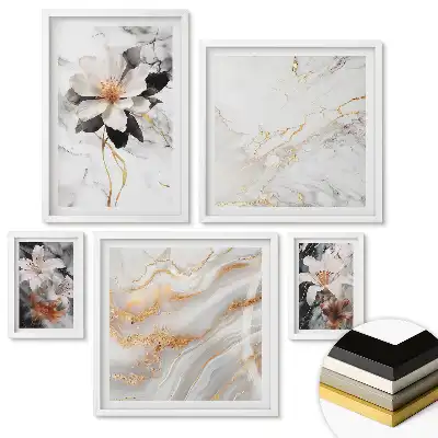 Set 5 tablouri înrămate Natura și abstracția într-o compoziție armonioasă