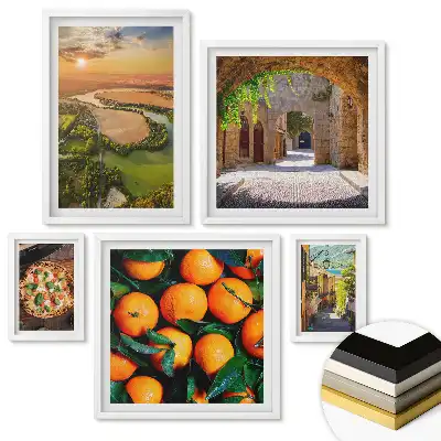 Set de 5 tablouri înrămate cu străzi fermecătoare în orașe pitorești