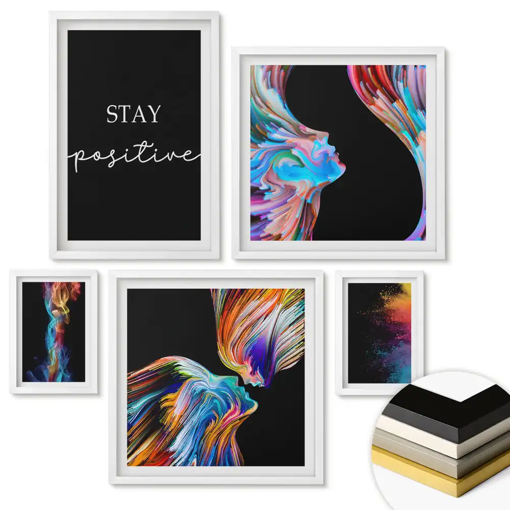 Set de 5 tablouri înrămate Inspirații roz în nuanțe delicate