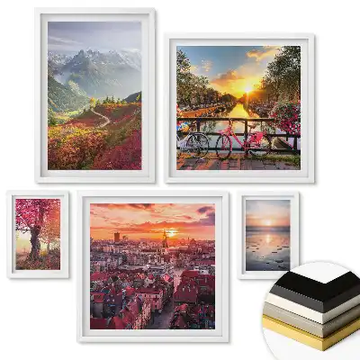 Set 5 tablouri înrămate Desene atmosferice ale peisajelor urbane