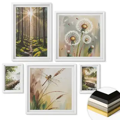 Set 5 tablouri înrămate Pacea naturii în patru versiuni