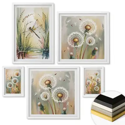 Set tablouri înrămate Păpădii delicate în culori pastelate