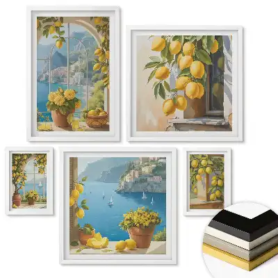 Set 5 tablouri înrămate Inspirații de lămâie de pe coasta italiană
