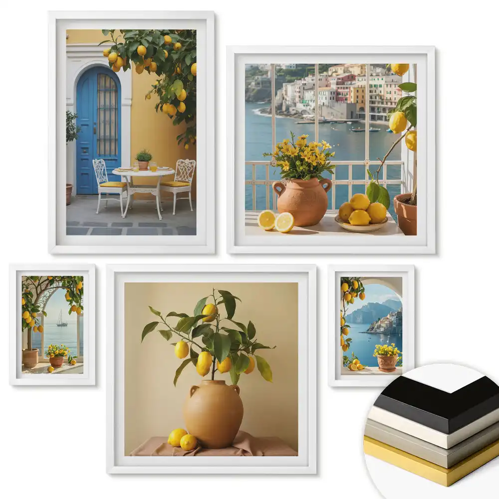 Set tablouri înrămate Inspirații de lămâie într-un peisaj pitoresc