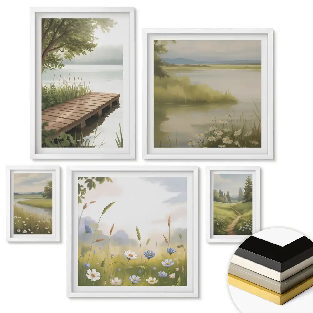 Set 5 tablouri înrămate Inspirații de lămâie în peisaje frumoase