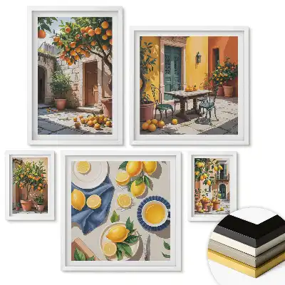 Set 5 tablouri înrămate Fructe însorite într-un cadru fermecător