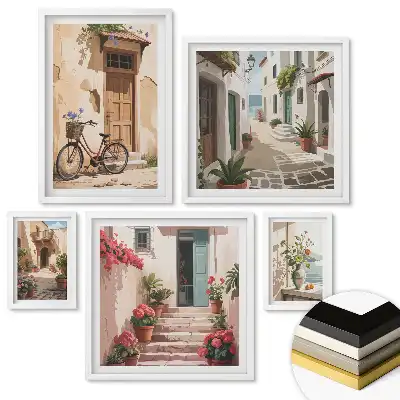 Set 5 tablouri înrămate Colțuri fermecătoare într-un peisaj însorit