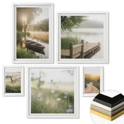 Set 5 tablouri înrămate Fluturi pe un fundal natural în pasteluri