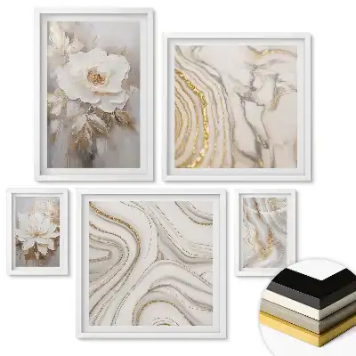 Set tablouri înrămate Eleganță în nuanțe de auriu și bej