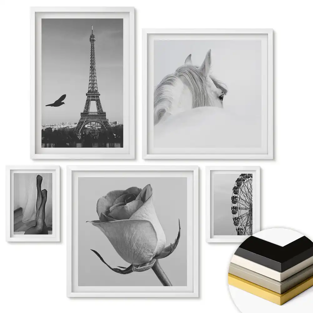 Set 5 tablouri înrămate Abstracțiuni elegante în nuanțe de bej