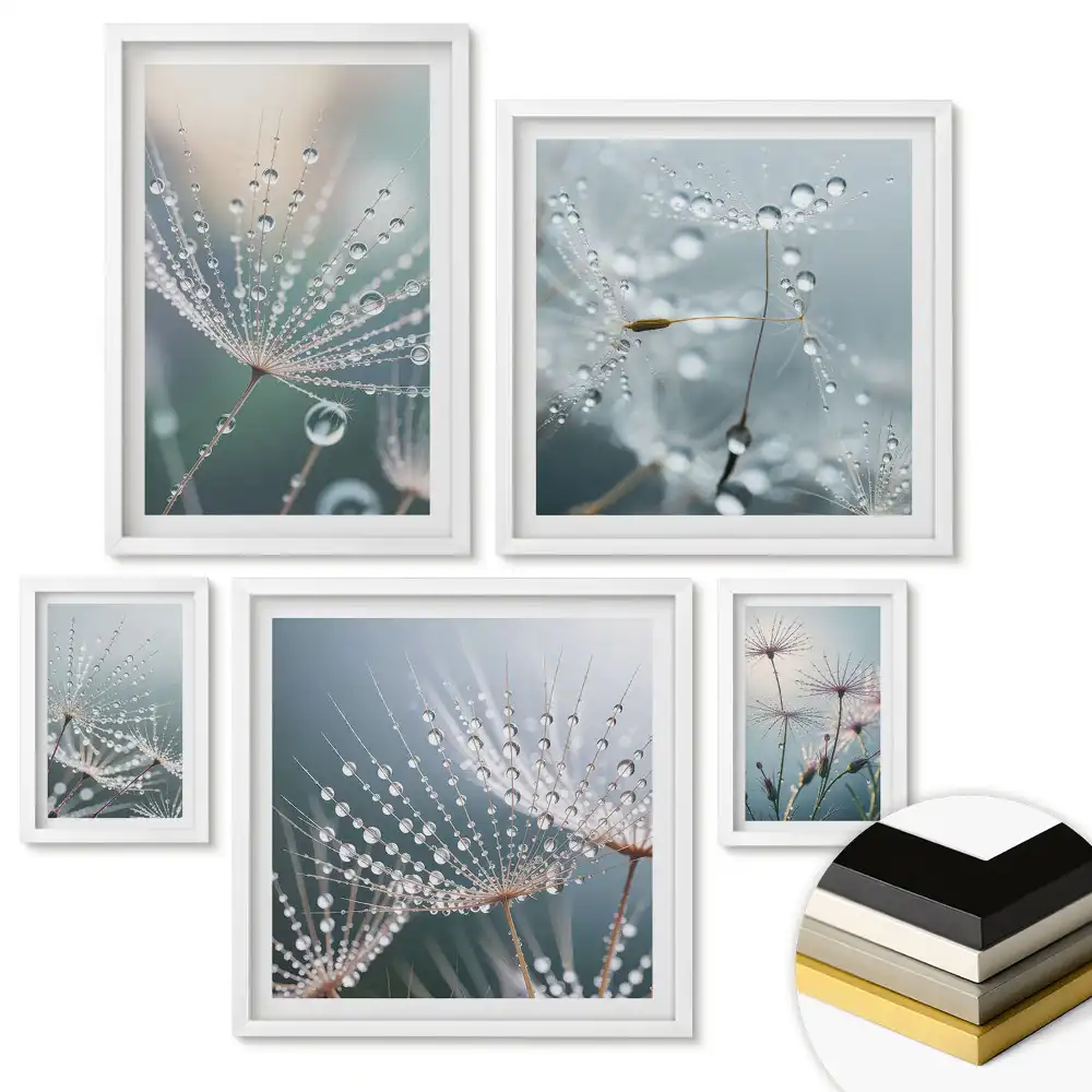 Set de 5 tablouri înrămate cu modele abstracte în nuanțe delicate