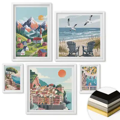 Set de tablouri înrămate Peisaje și momente de relaxare în artă