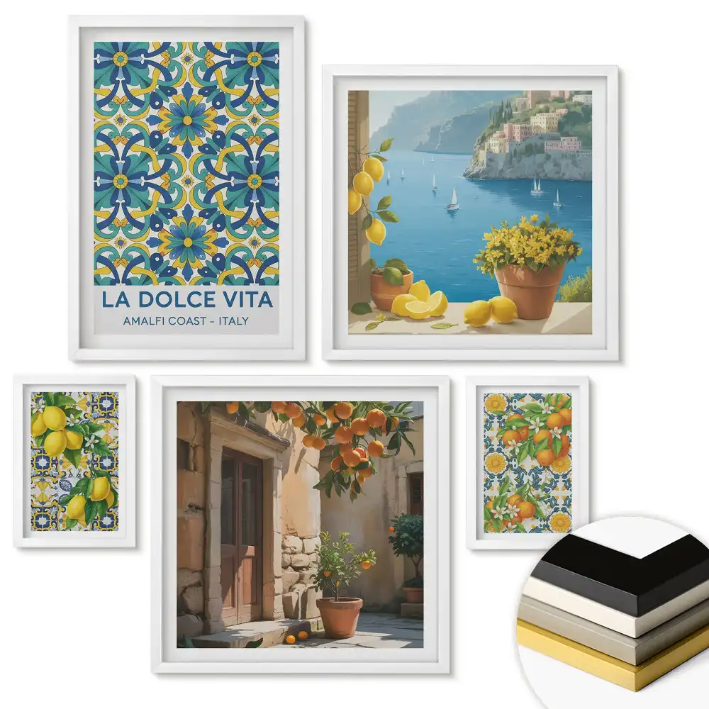Set de 5 tablouri înrămate cu aranjament decorativ de citrice