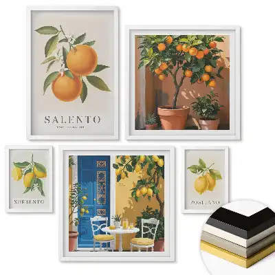 Set 5 tablouri înrămate Citrice într-un design interior colorat