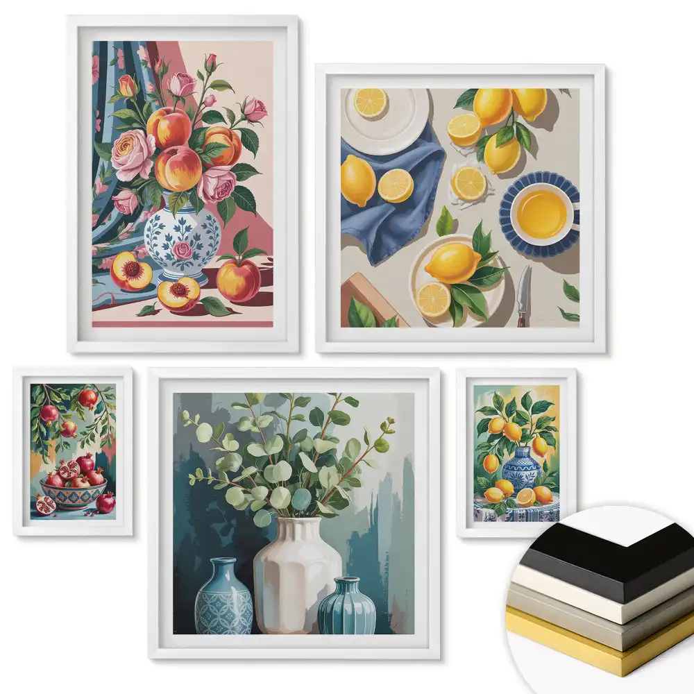 Set de tablouri înrămate cu compoziții colorate inspirate din fructe