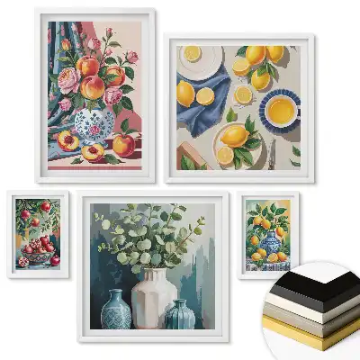 Set tablouri înrămate Inspirații din fructe în compoziții colorate