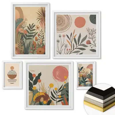 Set tablouri înrămate Lămâi într-o compoziție botanică albastră