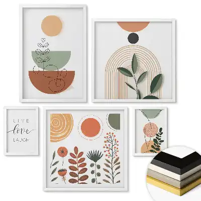 Set de tablouri înrămate cu peisaje abstracte în culori discrete