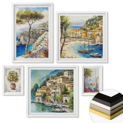 Set 5 tablouri înrămate Orașe în alb și negru