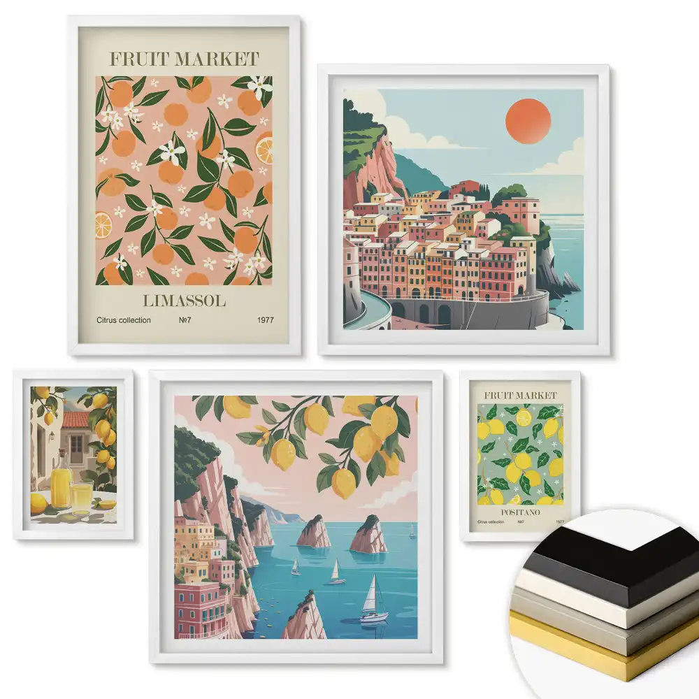 Set 5 tablouri înrămate Armonia naturii în stil modern