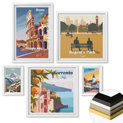 Set 5 tablouri înrămate Fructe tropicale din diferite regiuni