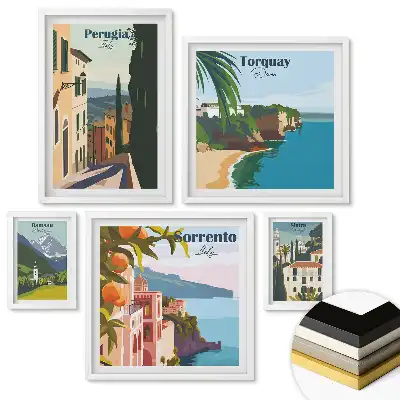 Set 5 tablouri înrămate Orașe europene cu priveliști pitorești