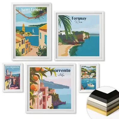 Set tablouri înrămate Peisaje ale Europei: Marea și Arhitectura