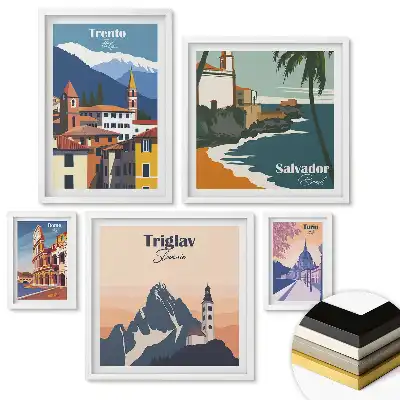 Set de tablouri înrămate Călătorii în Europa și America de Sud