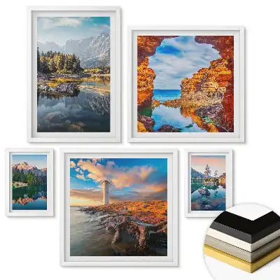 Set de 5 tablouri înrămate Orașe magice în alb și negru