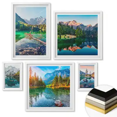 Set 5 tablouri înrămate Peisaje montane pitorești și lacuri