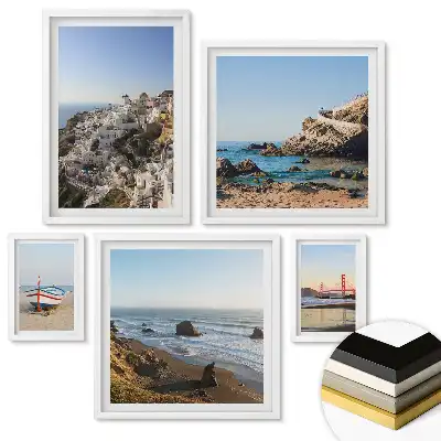 Set 5 tablouri înrămate Peisaje pitorești ale lacurilor de munte