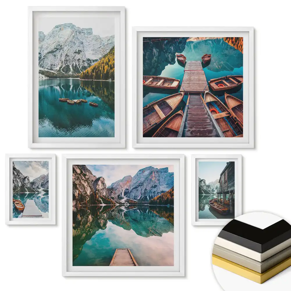 Set de 5 tablouri înrămate cu vederi pitorești ale orașelor de pe litoral