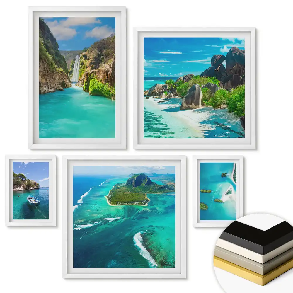 Set de tablouri înrămate cu peisaje naturale și detalii artistice