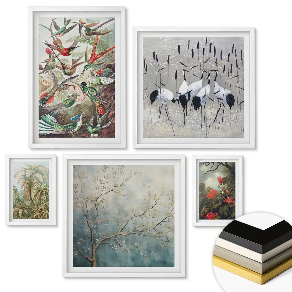 Set 5 tablouri înrămate Grafică roz motivațională și relaxantă