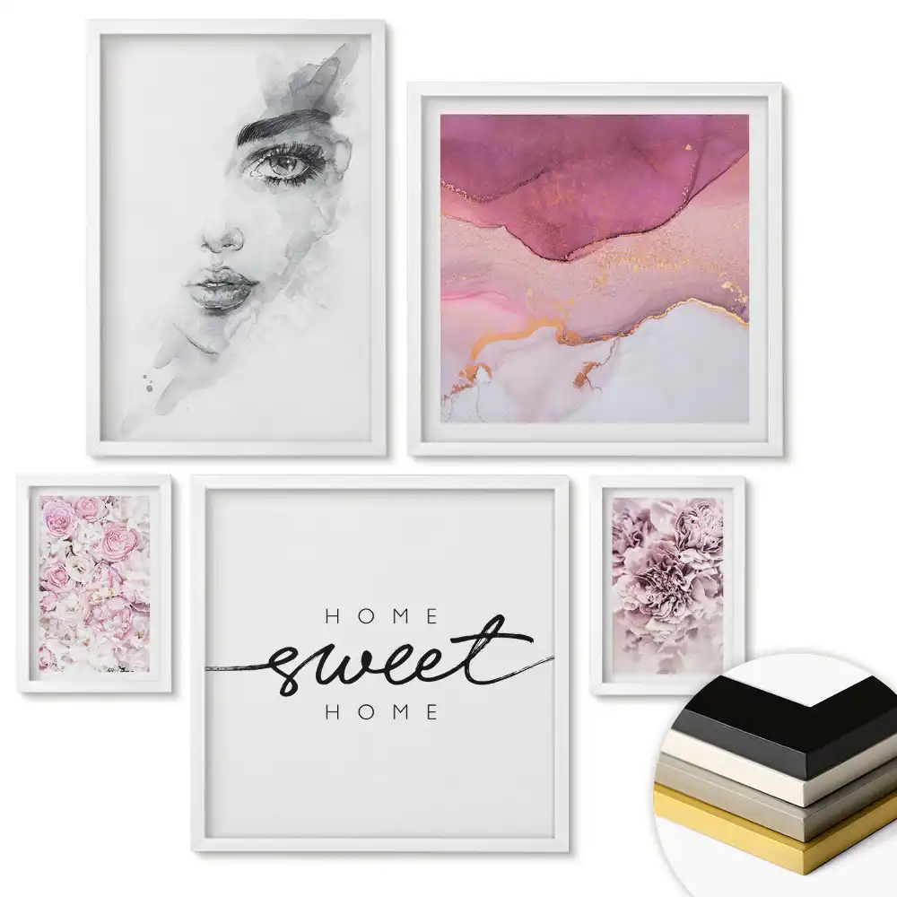 Set de 5 tablouri înrămate cu design elegant