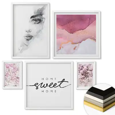 Set de 5 tablouri înrămate cu design elegant