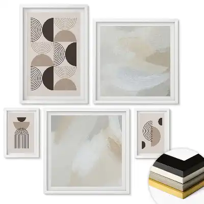 Set 5 tablouri înrămate Compoziții abstracte în culori discrete