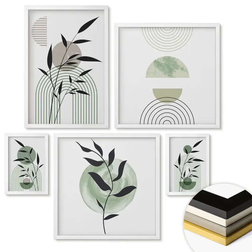 Set 5 tablouri înrămate Inspirații din plante într-un stil minimalist