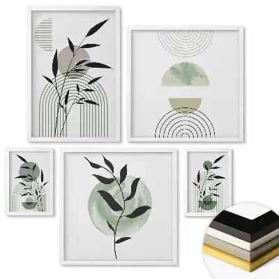Set 5 tablouri înrămate Inspirații din plante într-un stil minimalist
