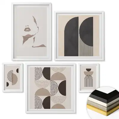 Set 5 tablouri înrămate Forme abstracte și culori delicate