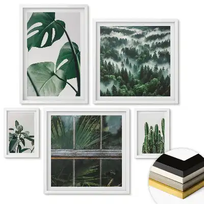Set 5 tablouri înrămate Armonie verde într-un stil minimalist